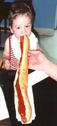 Jim's son, Jeff, meets his match with a hot dog that weighs more than he does...